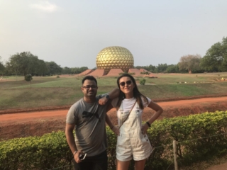 Tourist shot in front of the Matrimandir