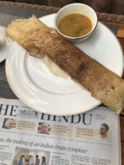 Enjoying a masala dosa with the Hindu times