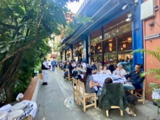 Patio tables on the streets